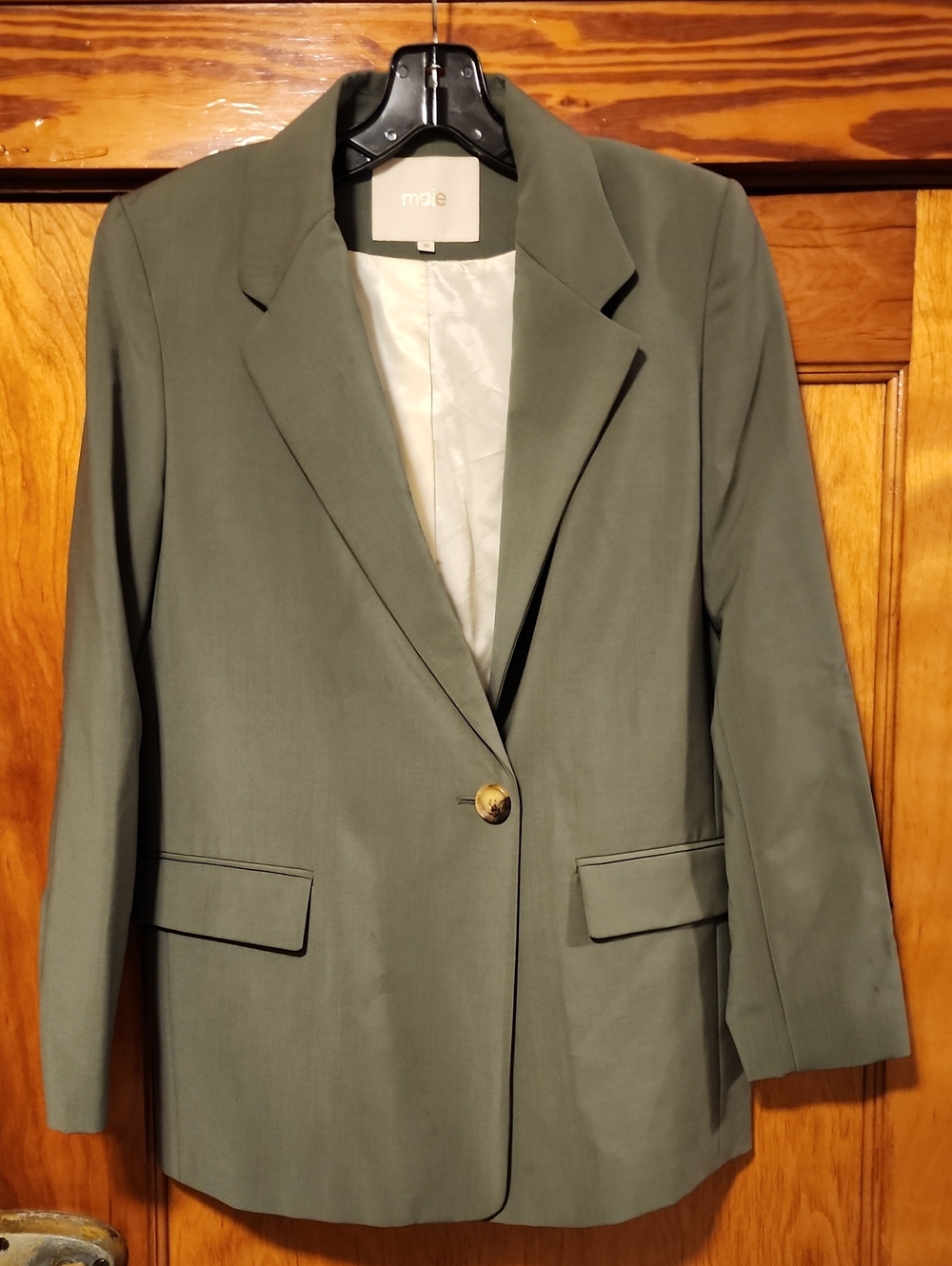 Maje Olive Green Single-Button Blazer - Maje Size 36 (USA Women's Small)